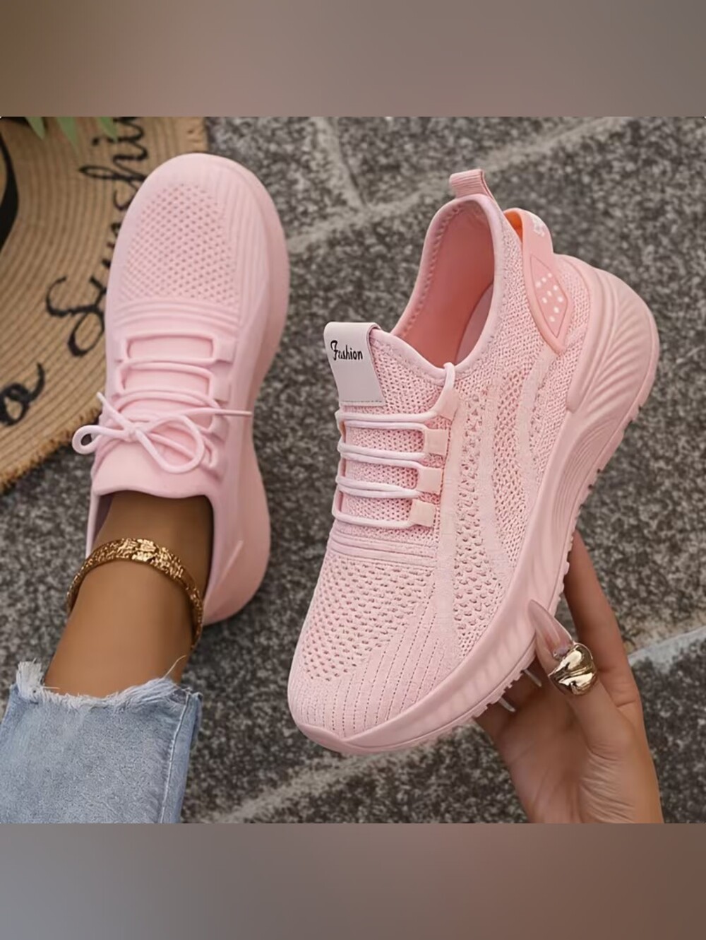 Cute Pretty-n-Pink Breathable Knit Sneakers